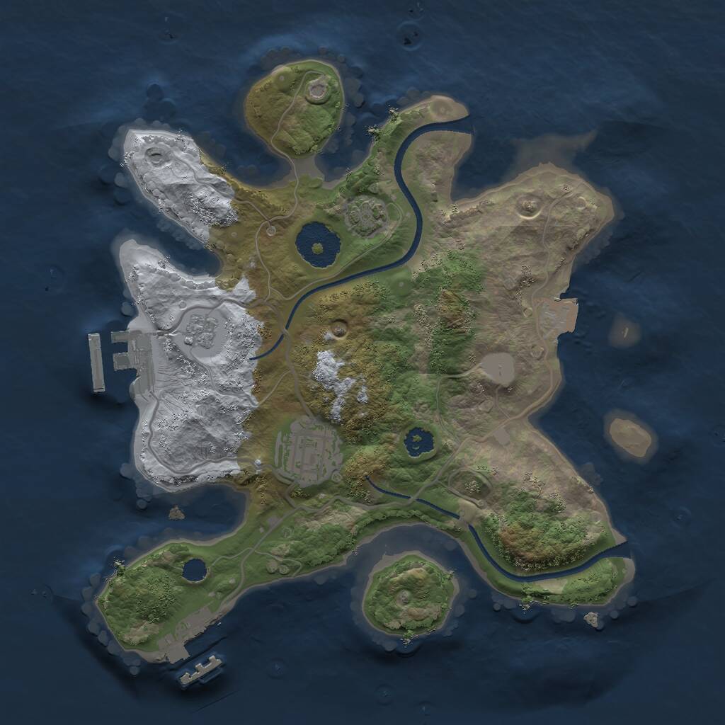 Rust Map: Procedural Map, Size: 2500, Seed: 1906506610, 6 Monuments