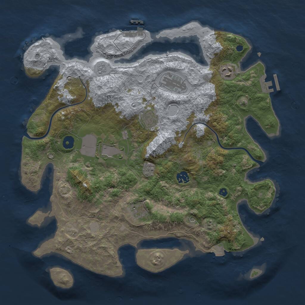 Rust Map: Procedural Map, Size: 3700, Seed: 309178584, 13 Monuments