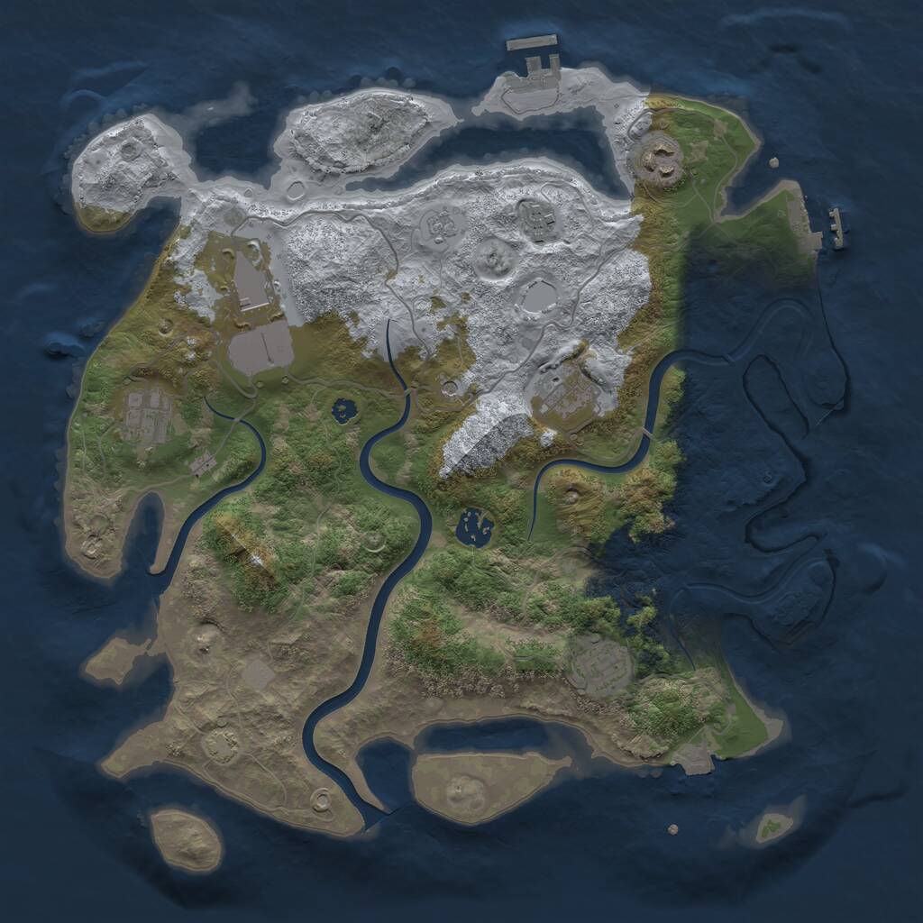 Rust Map: Procedural Map, Size: 3700, Seed: 309178584, 13 Monuments
