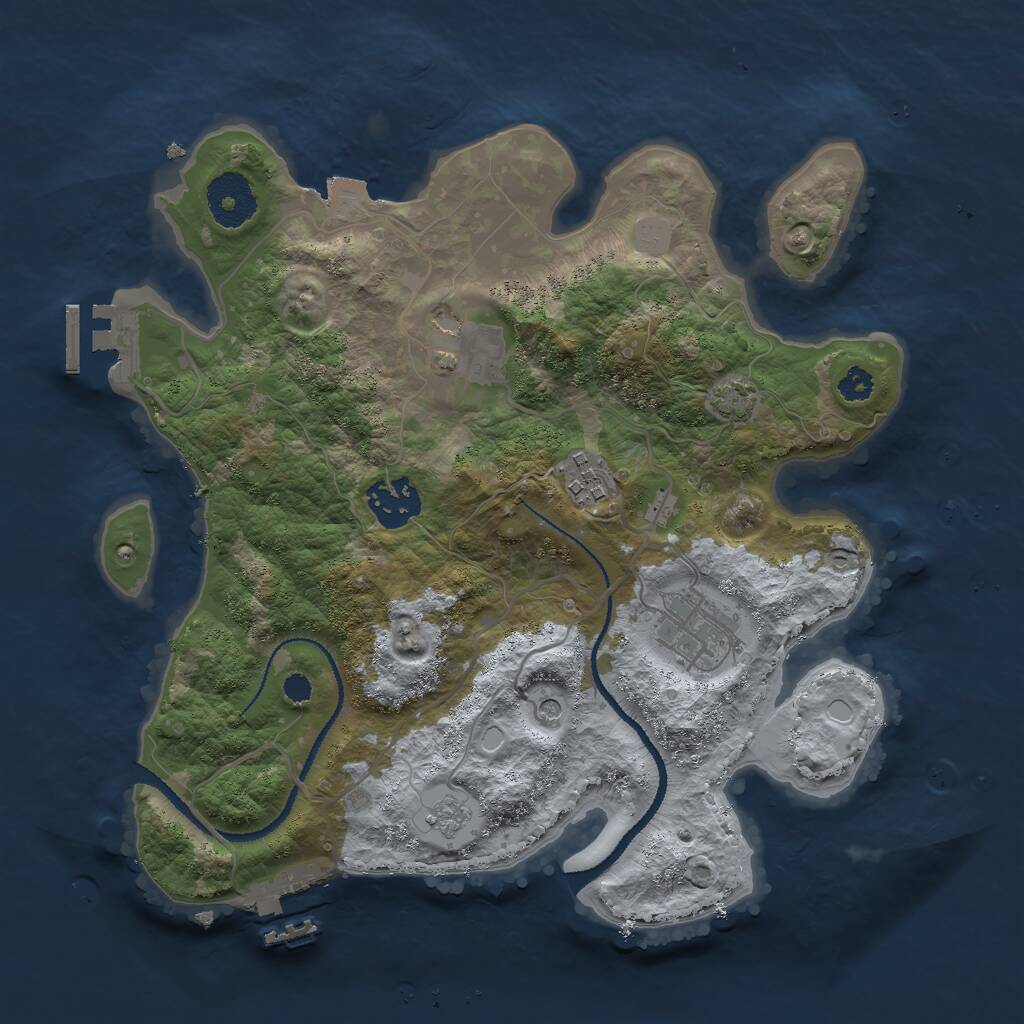 Rust Map: Procedural Map, Size: 2999, Seed: 592841, 10 Monuments