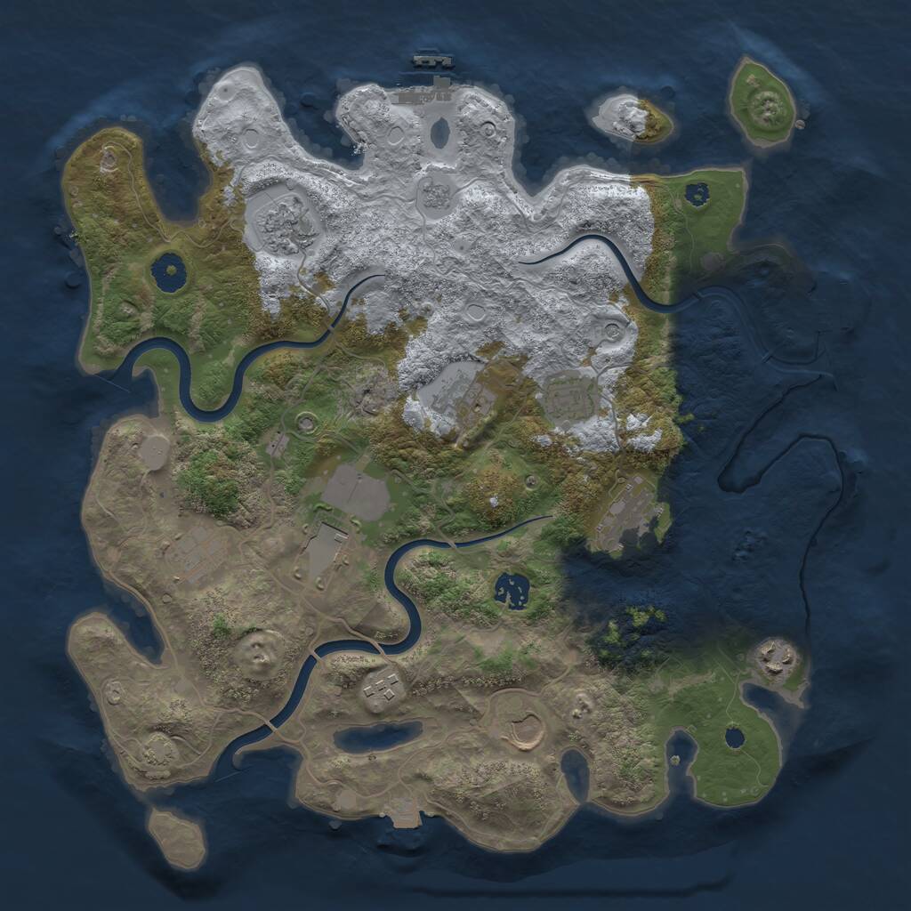 Rust Map: Procedural Map, Size: 3750, Seed: 108109925, 16 Monuments