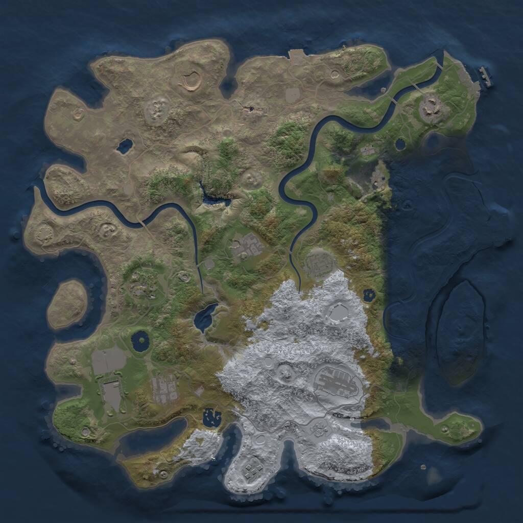 Rust Map: Procedural Map, Size: 4000, Seed: 1289416838, 17 Monuments