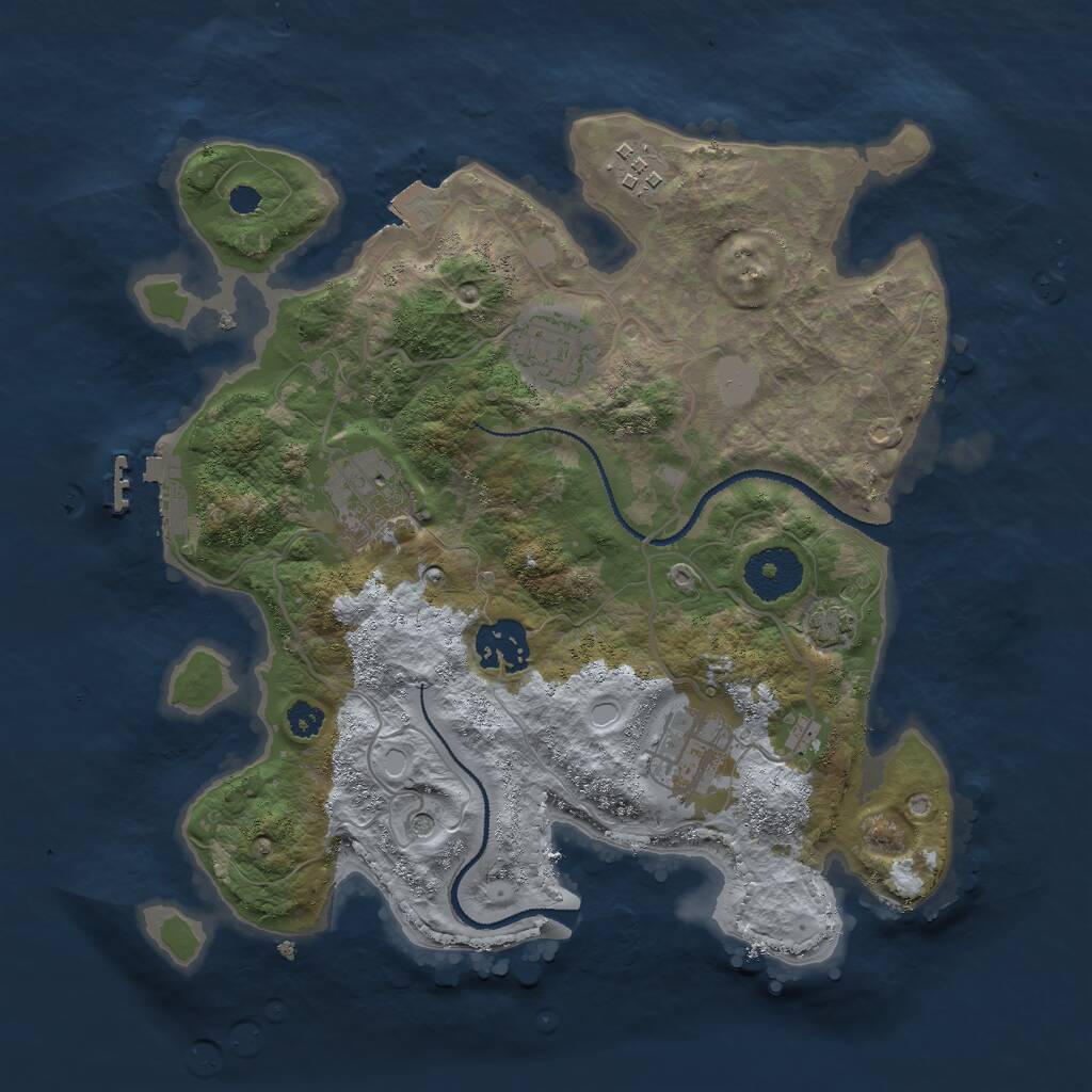 Rust Map: Procedural Map, Size: 2999, Seed: 827463, 9 Monuments