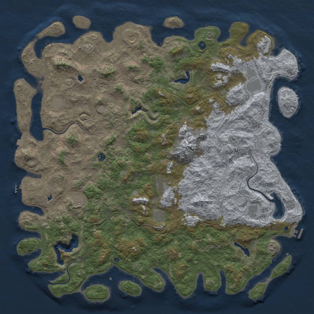 Rust Map: Procedural Map, Size: 6000, Seed: 25361707, 17 Monuments