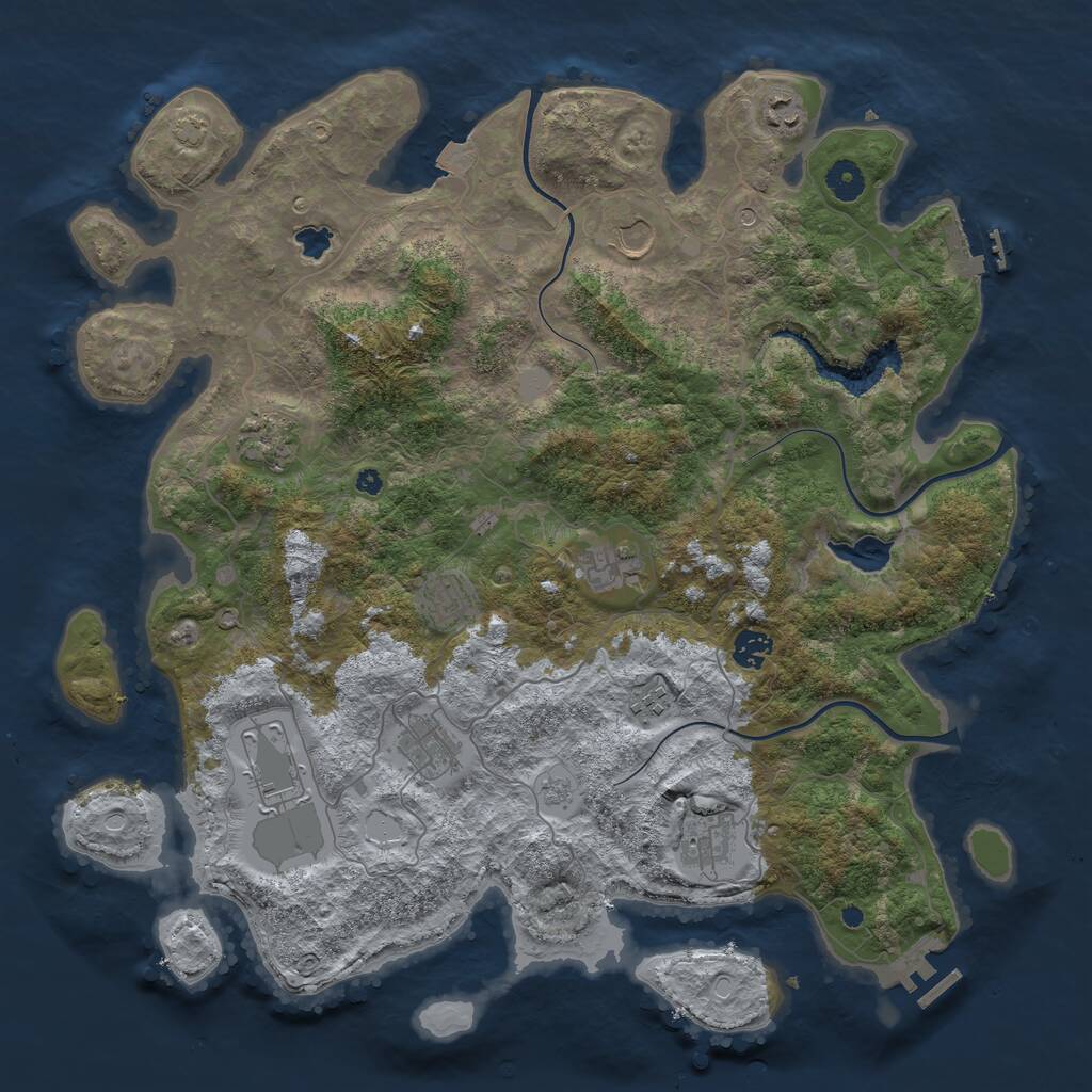 Rust Map: Procedural Map, Size: 4200, Seed: 1228069079, 16 Monuments