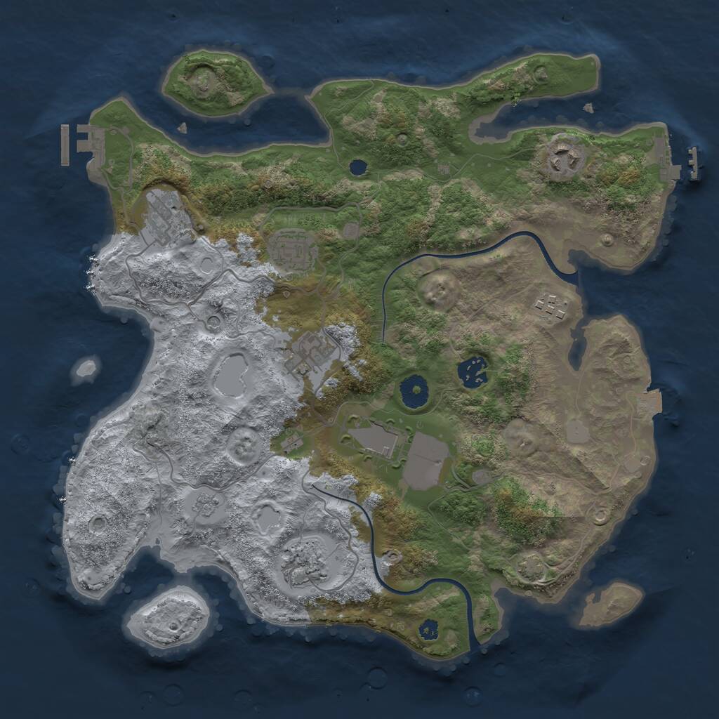 Rust Map: Procedural Map, Size: 3500, Seed: 178746607, 14 Monuments