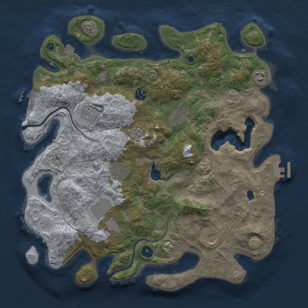Rust Map: Procedural Map, Size: 4000, Seed: 858536294, 14 Monuments