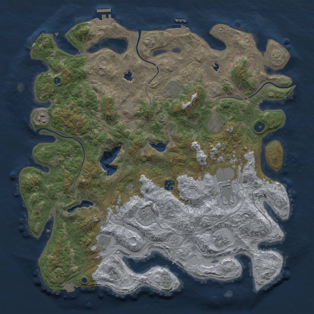 Rust Map: Procedural Map, Size: 4500, Seed: 1847990777, 15 Monuments