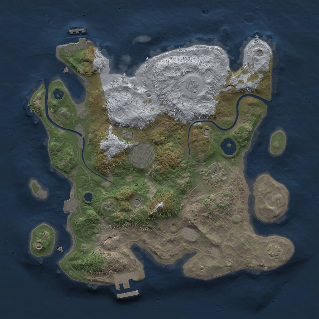 Rust Map: Procedural Map, Size: 3000, Seed: 1075859450, 8 Monuments