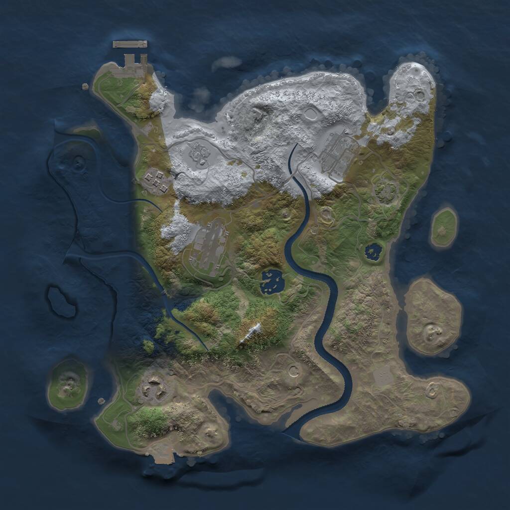 Rust Map: Procedural Map, Size: 3000, Seed: 1075859450, 10 Monuments