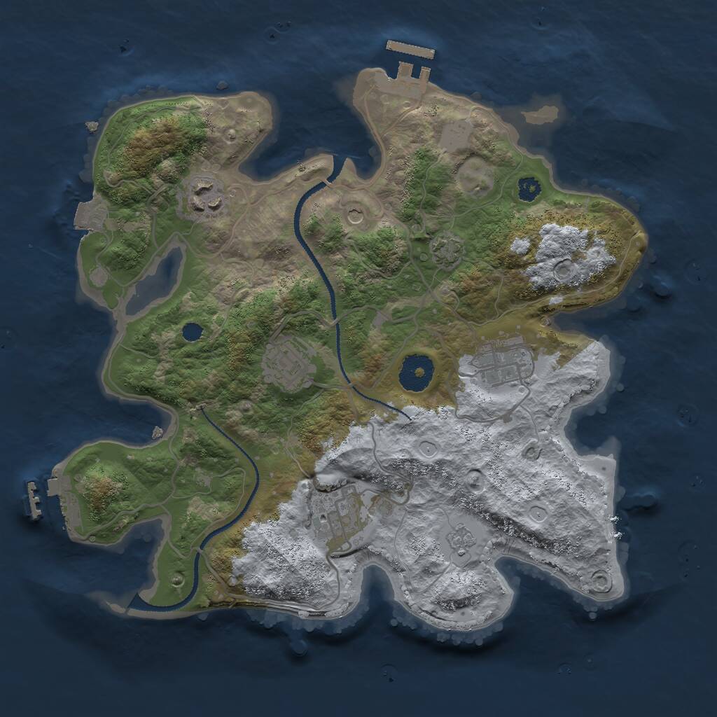 Rust Map: Procedural Map, Size: 3000, Seed: 747609619, 10 Monuments