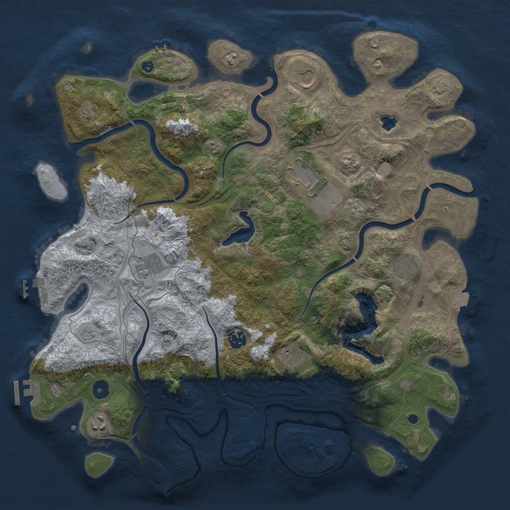 Rust Map: Procedural Map, Size: 4250, Seed: 1187921189, 14 Monuments