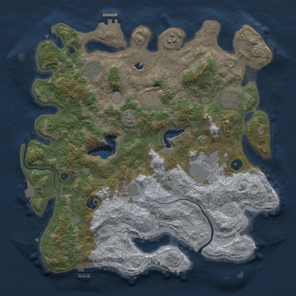 Rust Map: Procedural Map, Size: 4000, Seed: 1847990777, 14 Monuments