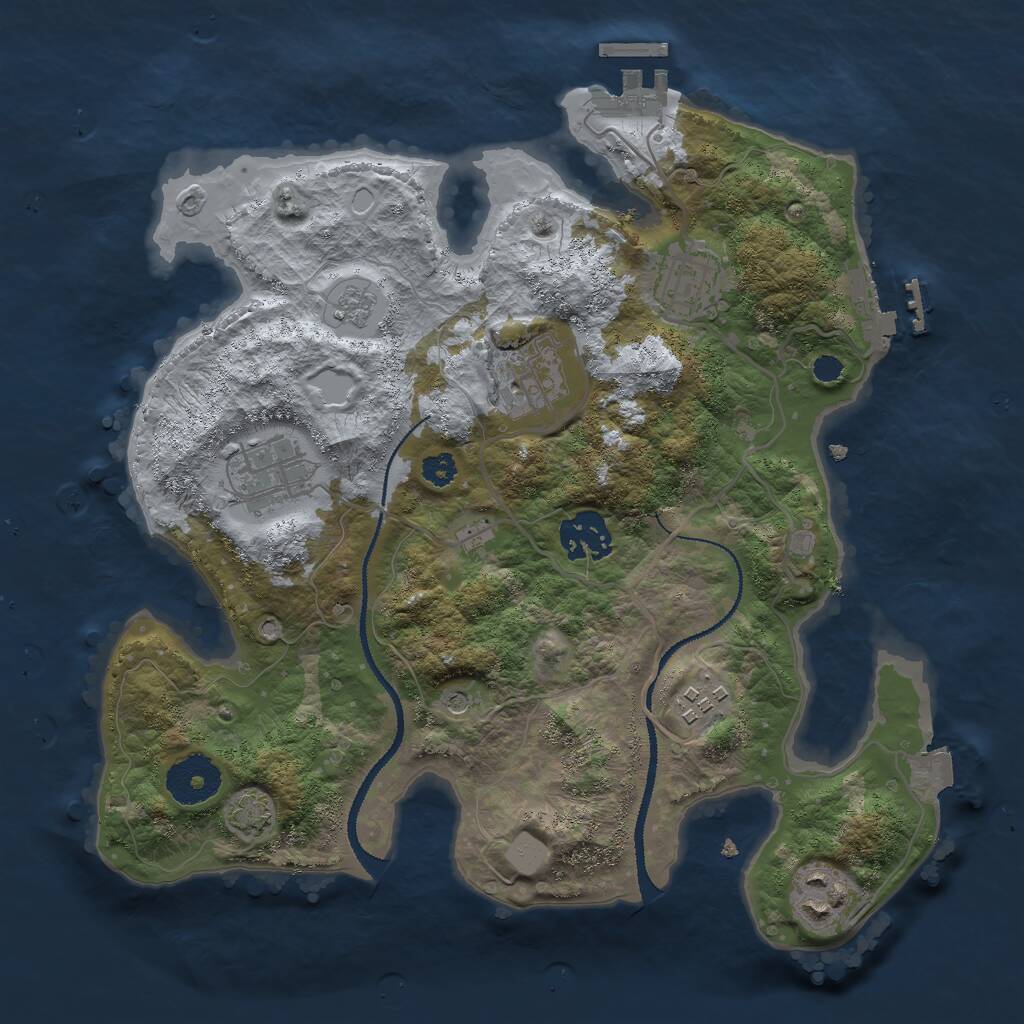 Rust Map: Procedural Map, Size: 3000, Seed: 2016167414, 12 Monuments