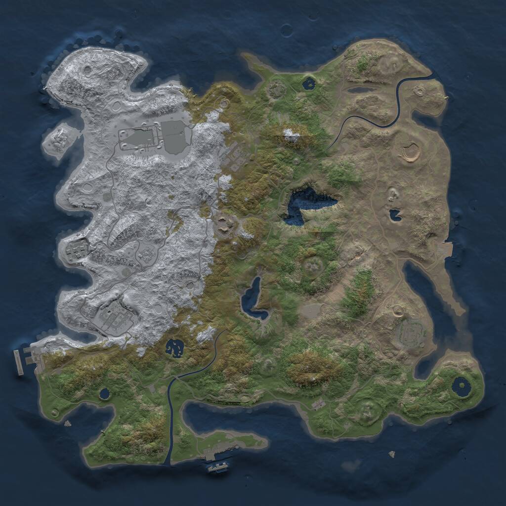 Rust Map: Procedural Map, Size: 4000, Seed: 1688118561, 14 Monuments