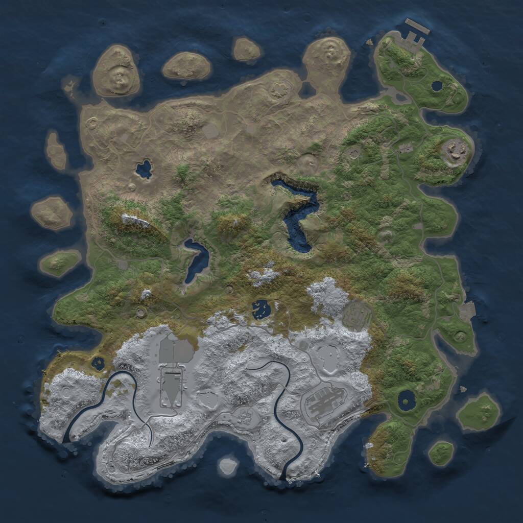 Rust Map: Procedural Map, Size: 4000, Seed: 1283425198, 10 Monuments