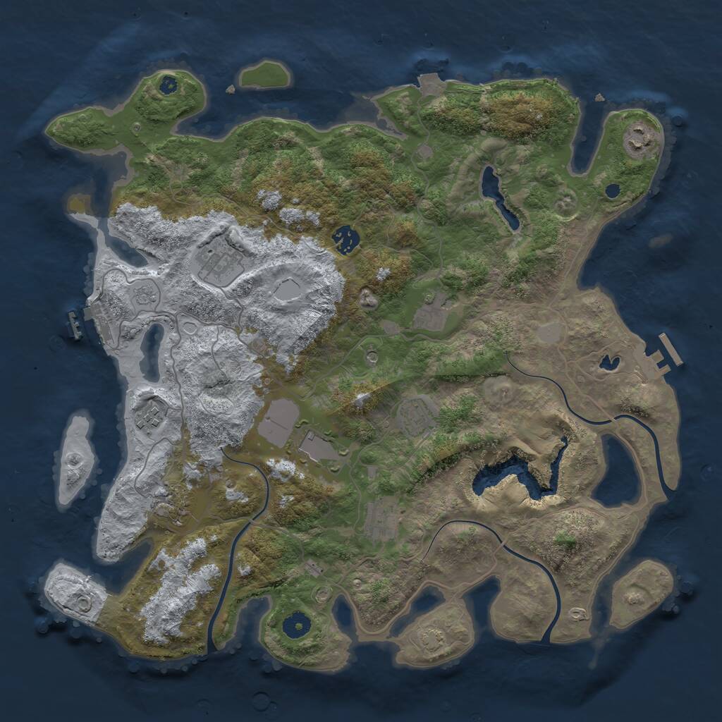 Rust Map: Procedural Map, Size: 4050, Seed: 1305682601, 15 Monuments