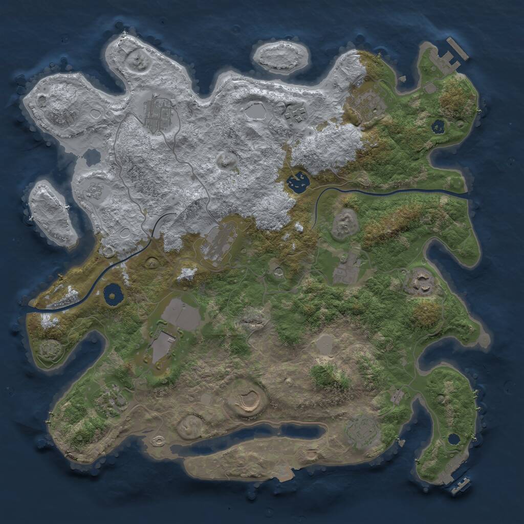 Rust Map: Procedural Map, Size: 3750, Seed: 272159051, 17 Monuments