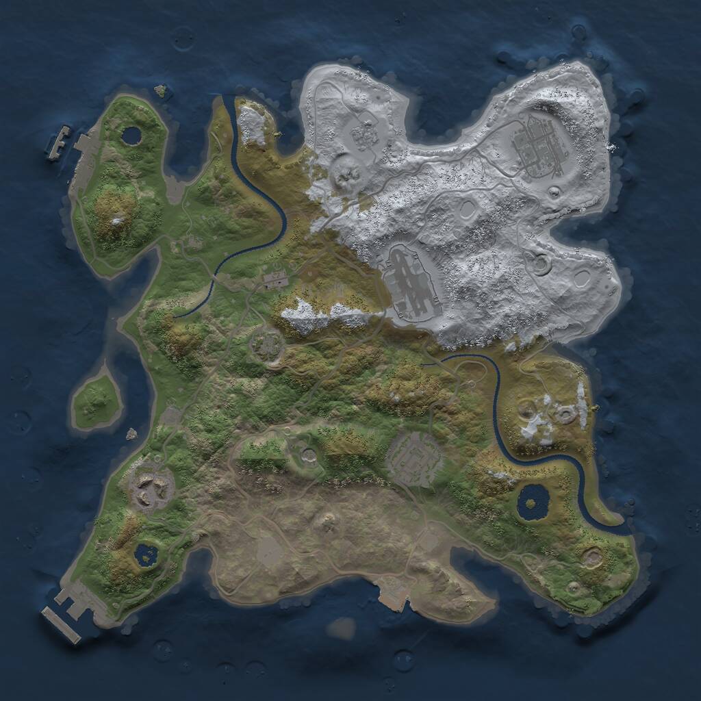 Rust Map: Procedural Map, Size: 3000, Seed: 1611588716, 10 Monuments