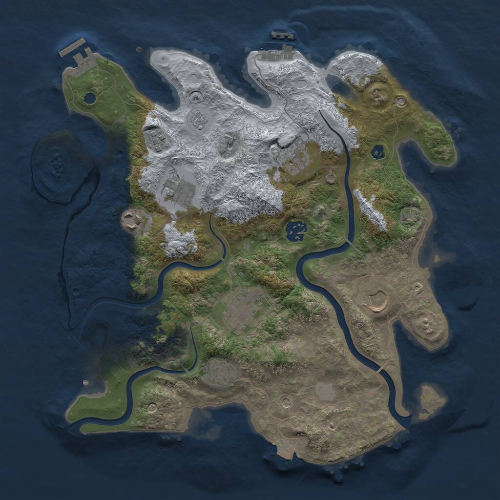 Rust Map: Procedural Map, Size: 3500, Seed: 789410932, 14 Monuments
