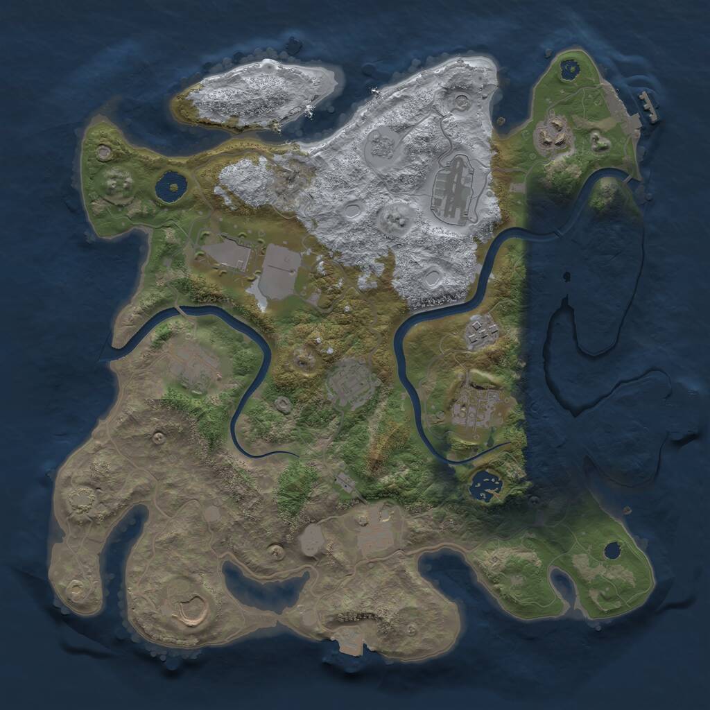 Rust Map: Procedural Map, Size: 3500, Seed: 1107332562, 16 Monuments