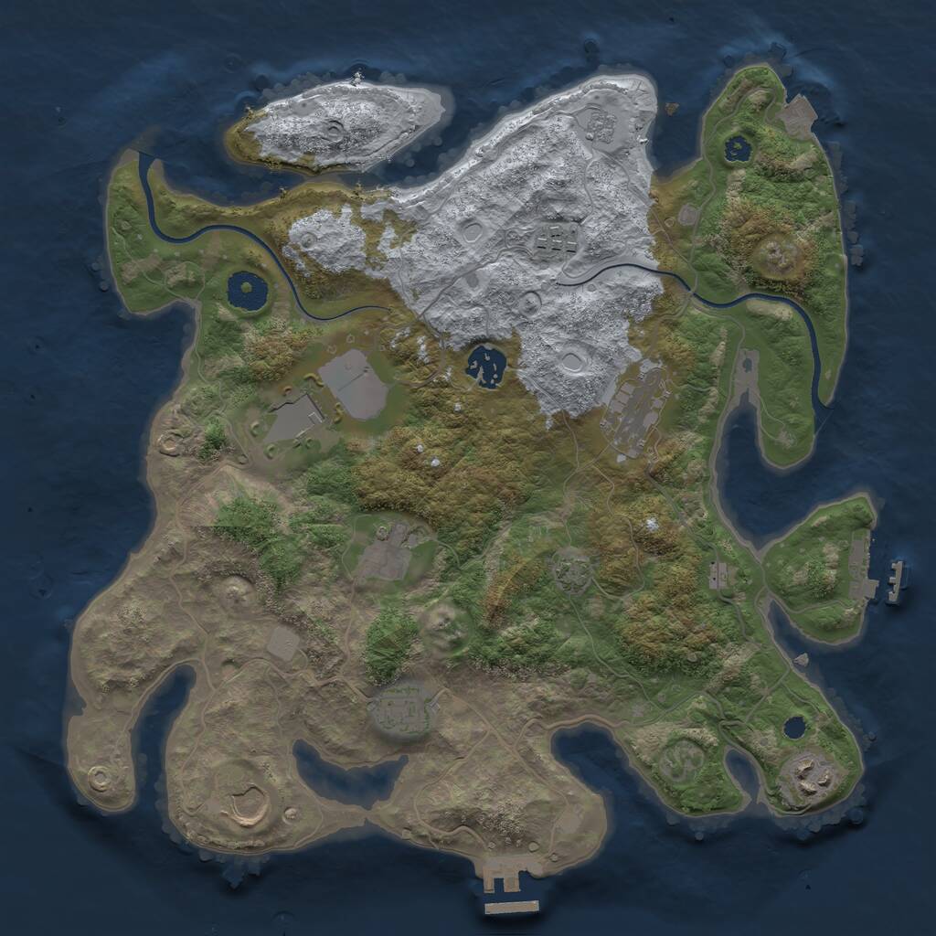 Rust Map: Procedural Map, Size: 3500, Seed: 1107332562, 13 Monuments