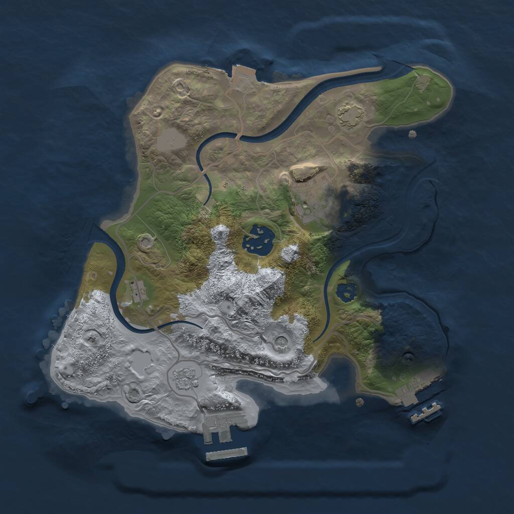 Rust Map: Procedural Map, Size: 2500, Seed: 83502325, 8 Monuments