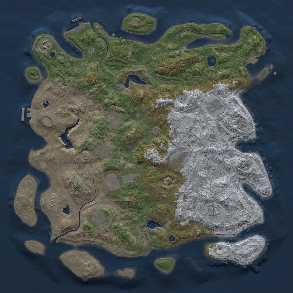 Rust Map: Procedural Map, Size: 4500, Seed: 670673077, 15 Monuments