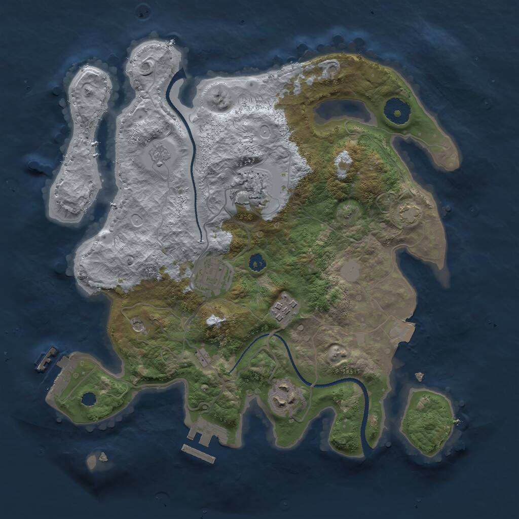 Rust Map: Procedural Map, Size: 3000, Seed: 709058829, 10 Monuments