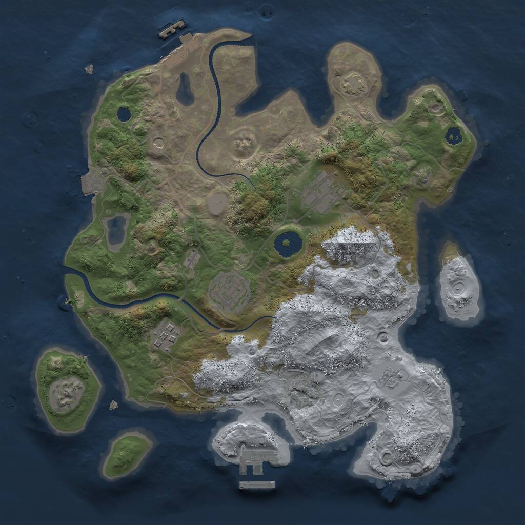 Rust Map: Procedural Map, Size: 3000, Seed: 1765186246, 9 Monuments