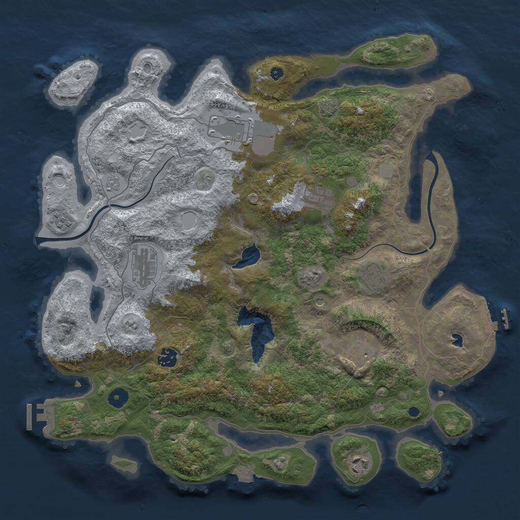 Rust Map: Procedural Map, Size: 4000, Seed: 716885287, 14 Monuments
