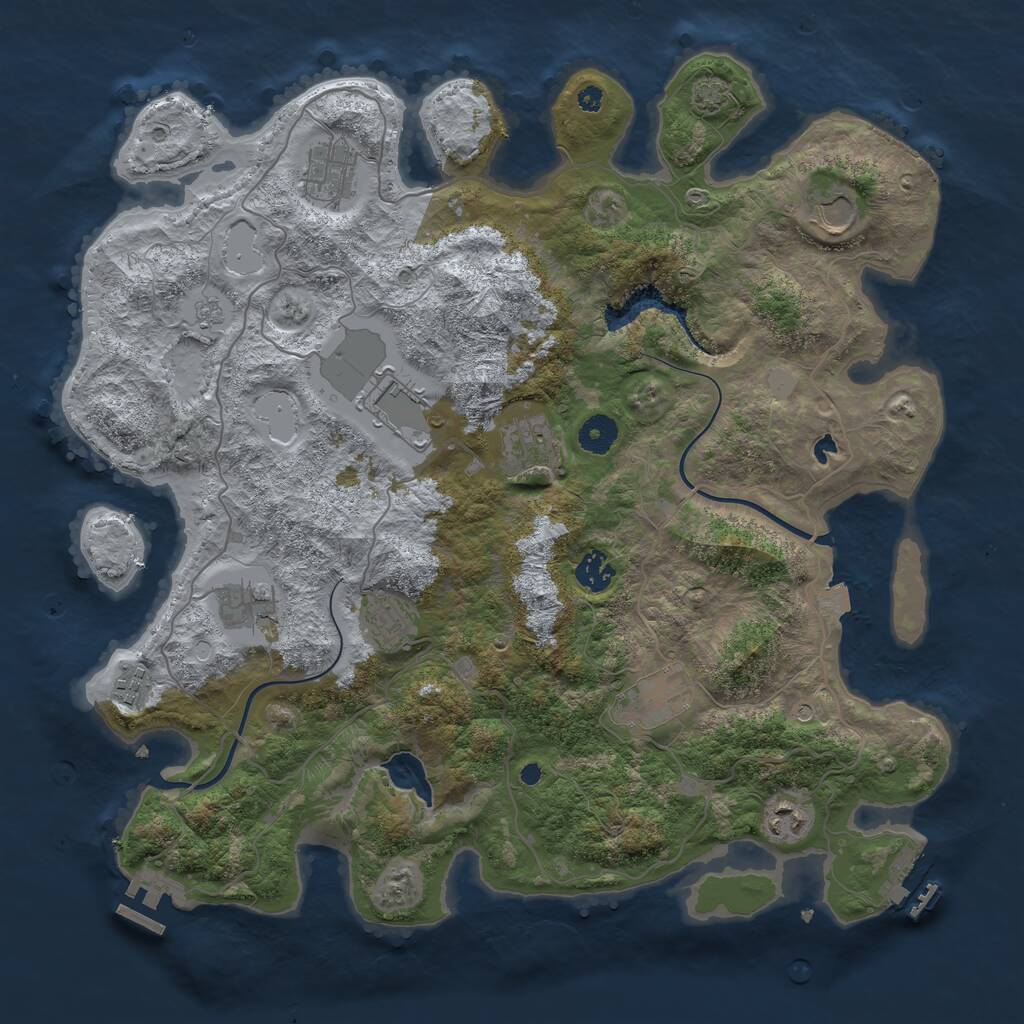 Rust Map: Procedural Map, Size: 4000, Seed: 653273420, 16 Monuments