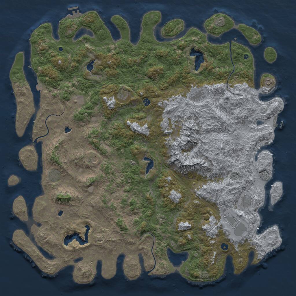 Rust Map: Procedural Map, Size: 6000, Seed: 611321619, 17 Monuments