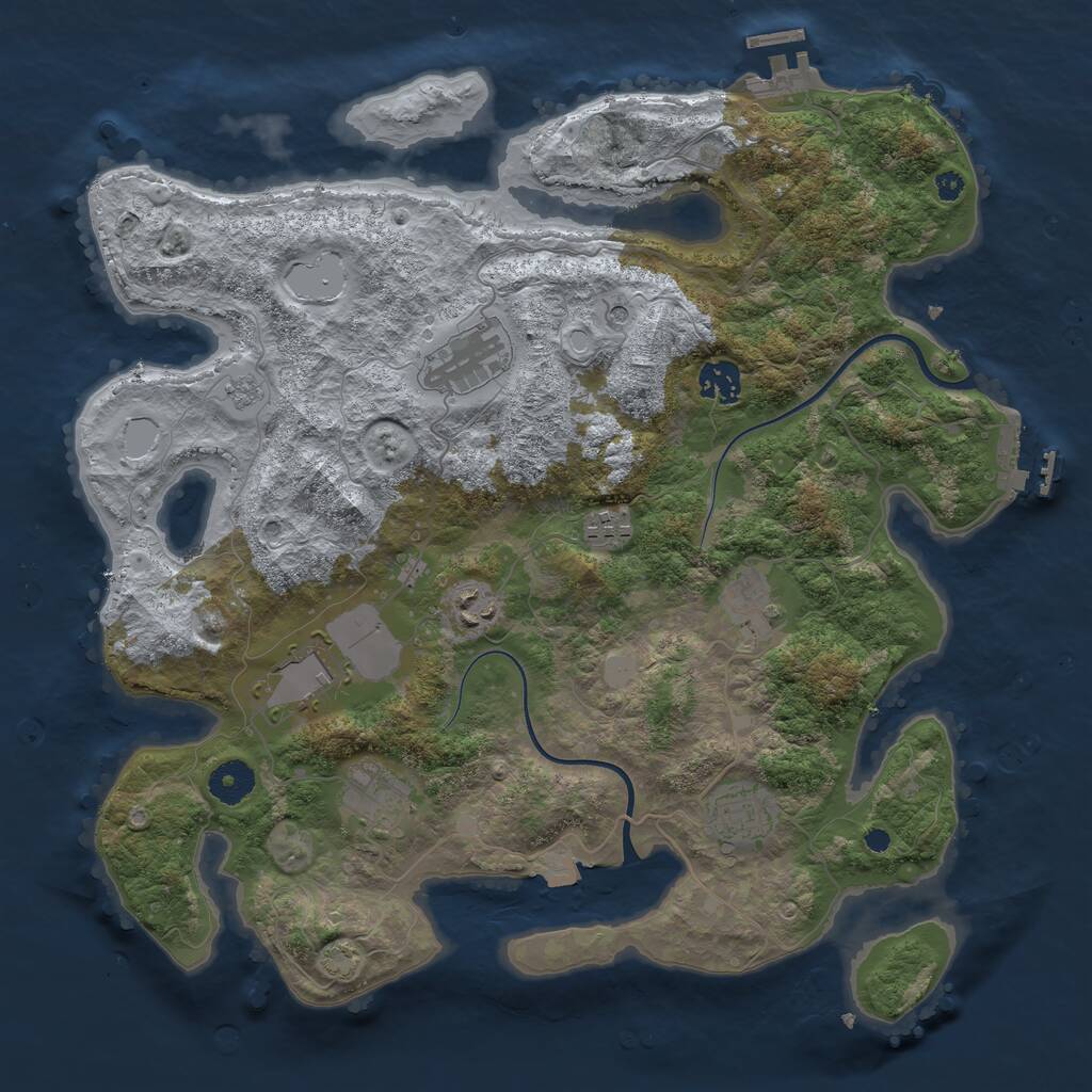 Rust Map: Procedural Map, Size: 3750, Seed: 3701869, 14 Monuments
