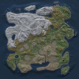 Thumbnail Rust Map: Procedural Map, Size: 3750, Seed: 3701869, 14 Monuments