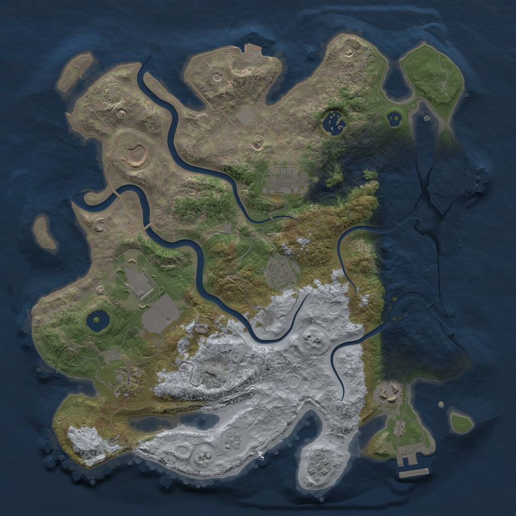 Rust Map: Procedural Map, Size: 3500, Seed: 768236136, 14 Monuments