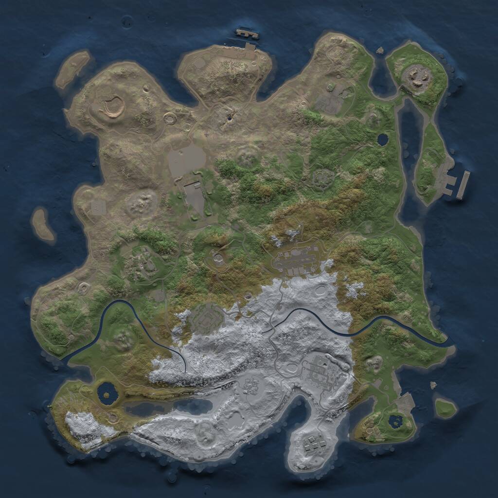 Rust Map: Procedural Map, Size: 3500, Seed: 768236136, 15 Monuments