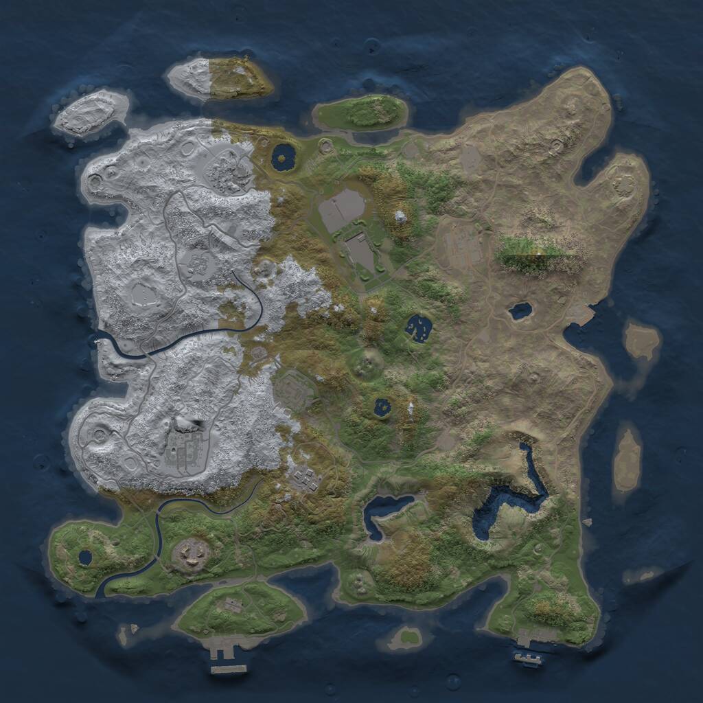 Rust Map: Procedural Map, Size: 4000, Seed: 802424313, 14 Monuments