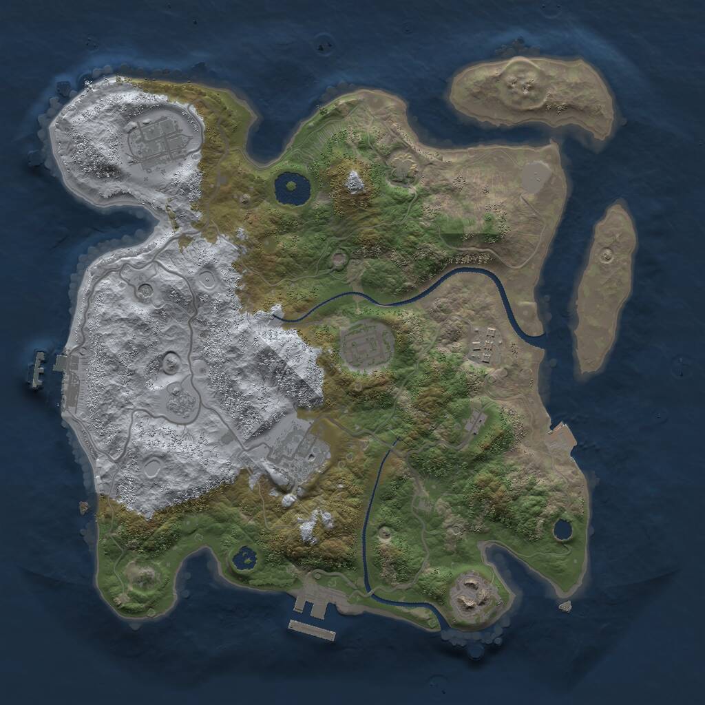 Rust Map: Procedural Map, Size: 3000, Seed: 687115394, 11 Monuments