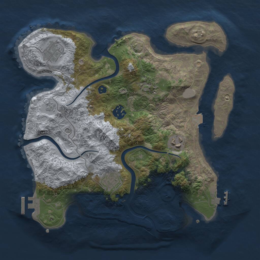 Rust Map: Procedural Map, Size: 3000, Seed: 687115394, 11 Monuments