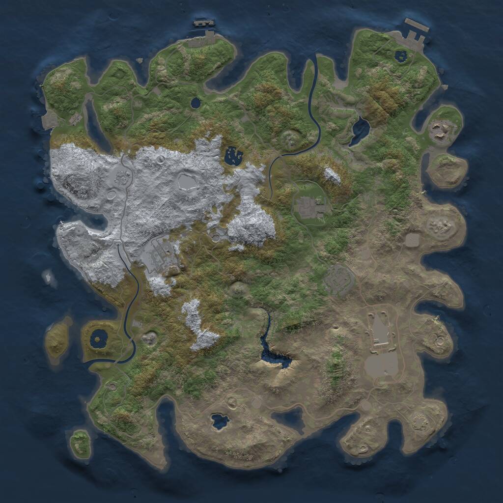 Rust Map: Procedural Map, Size: 4000, Seed: 101325206, 12 Monuments