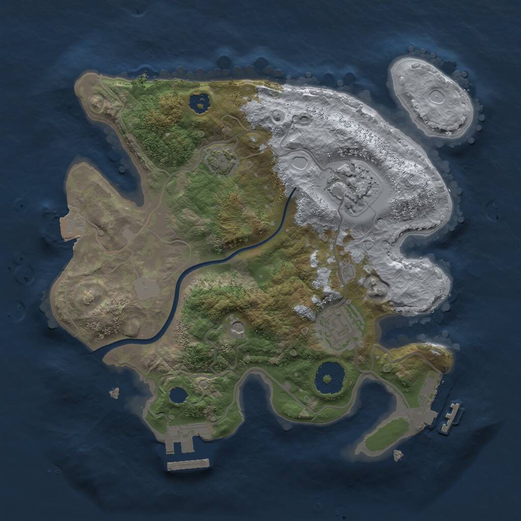 Rust Map: Procedural Map, Size: 2500, Seed: 465487, 7 Monuments