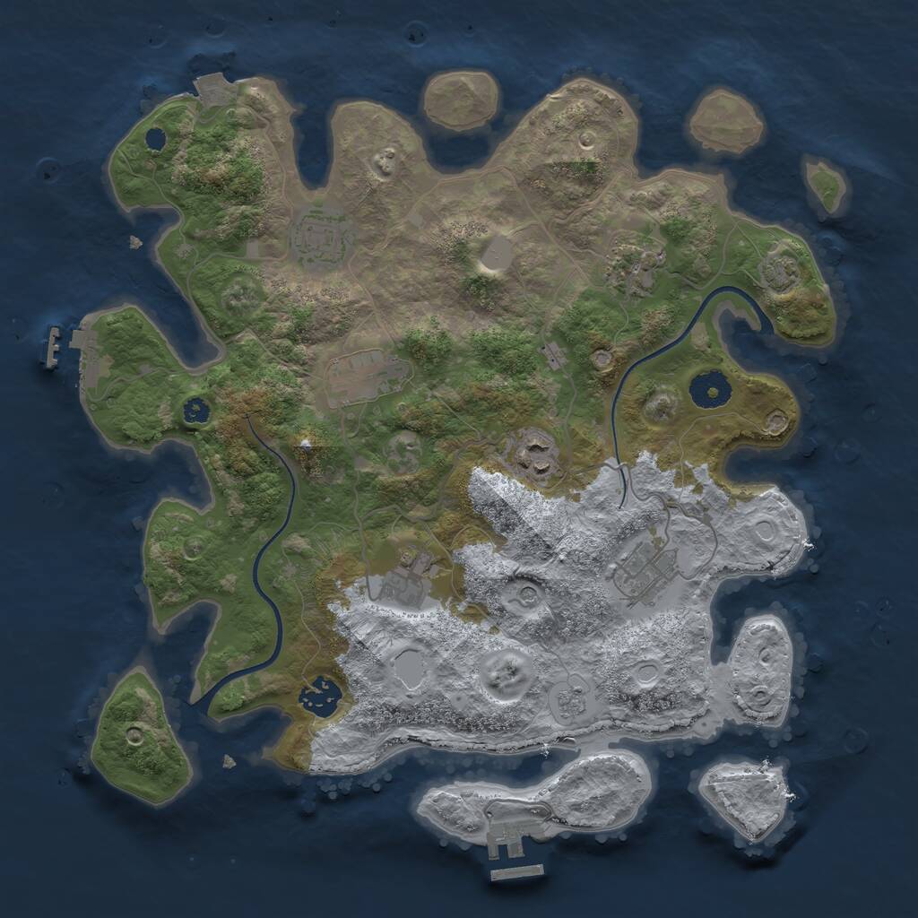 Rust Map: Procedural Map, Size: 3500, Seed: 1571802818, 13 Monuments