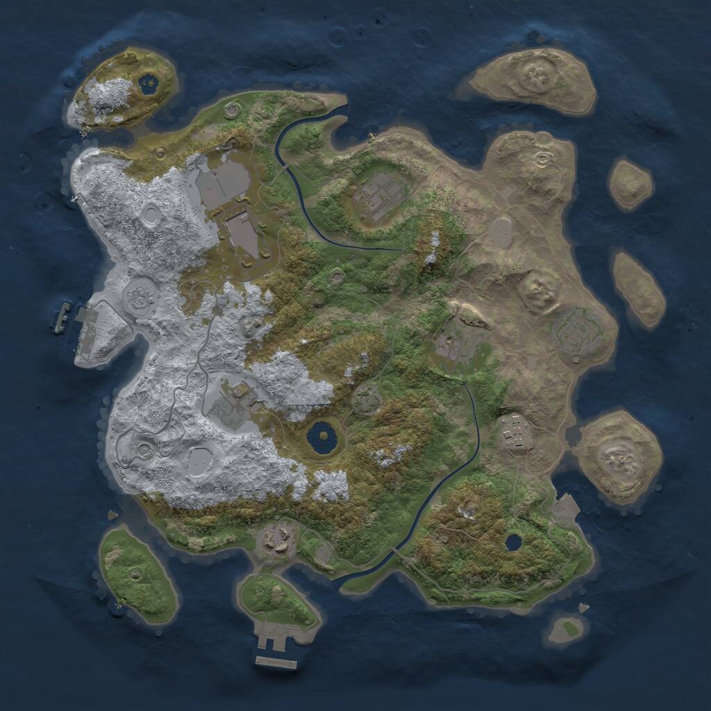 Rust Map: Procedural Map, Size: 3500, Seed: 1213570860, 13 Monuments