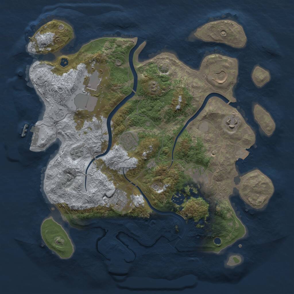 Rust Map: Procedural Map, Size: 3500, Seed: 1213570860, 14 Monuments