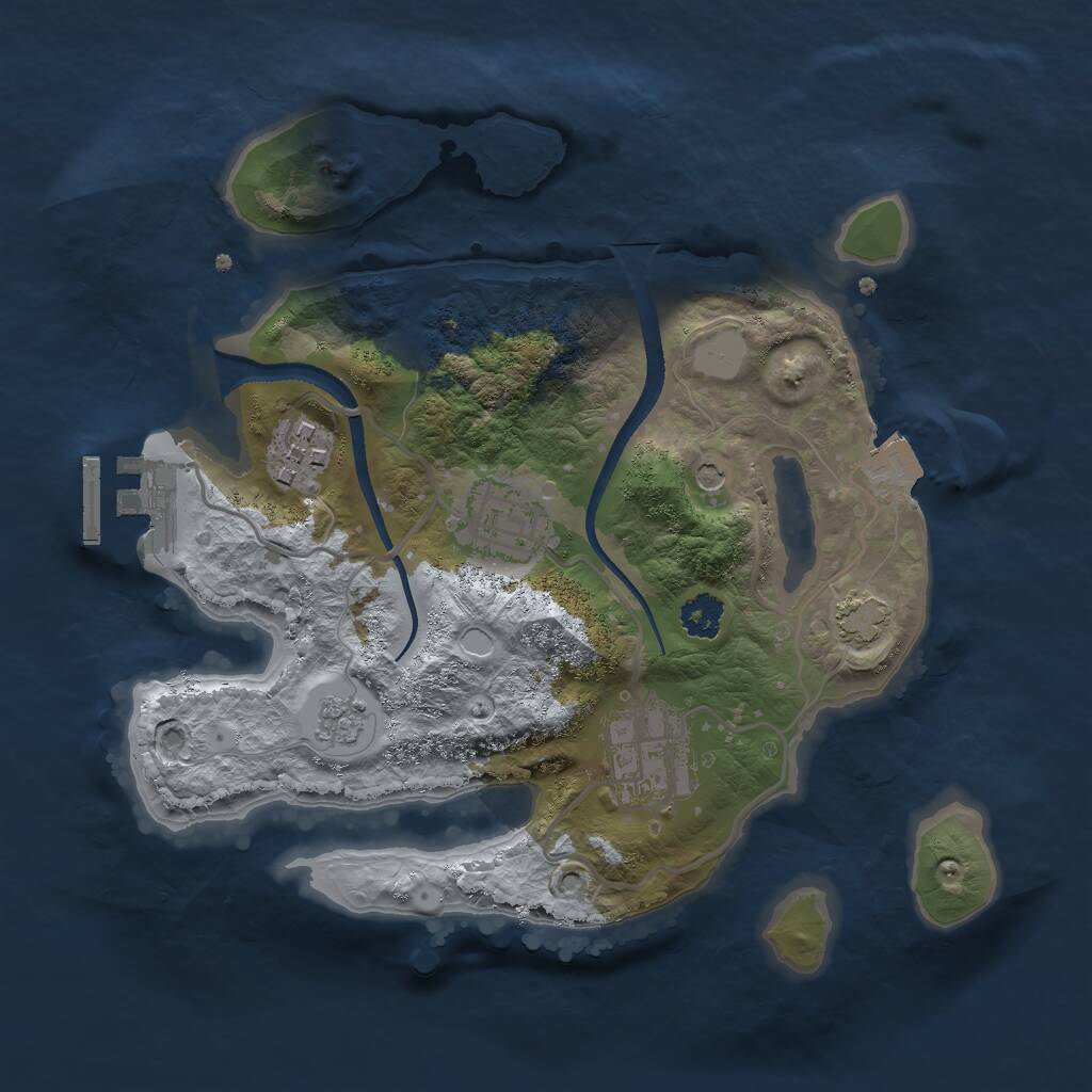 Rust Map: Procedural Map, Size: 2500, Seed: 947389352, 8 Monuments