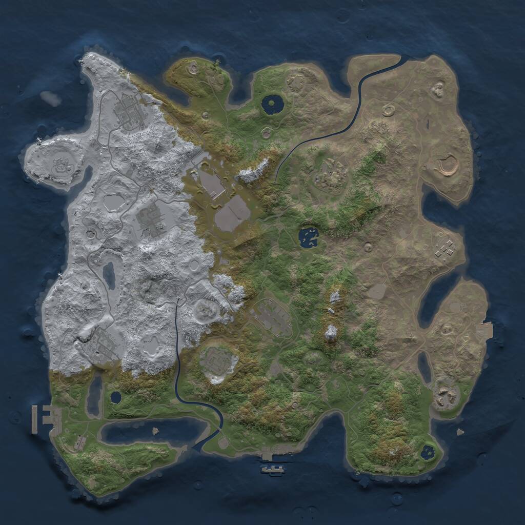 Rust Map: Procedural Map, Size: 3750, Seed: 1176748278, 17 Monuments