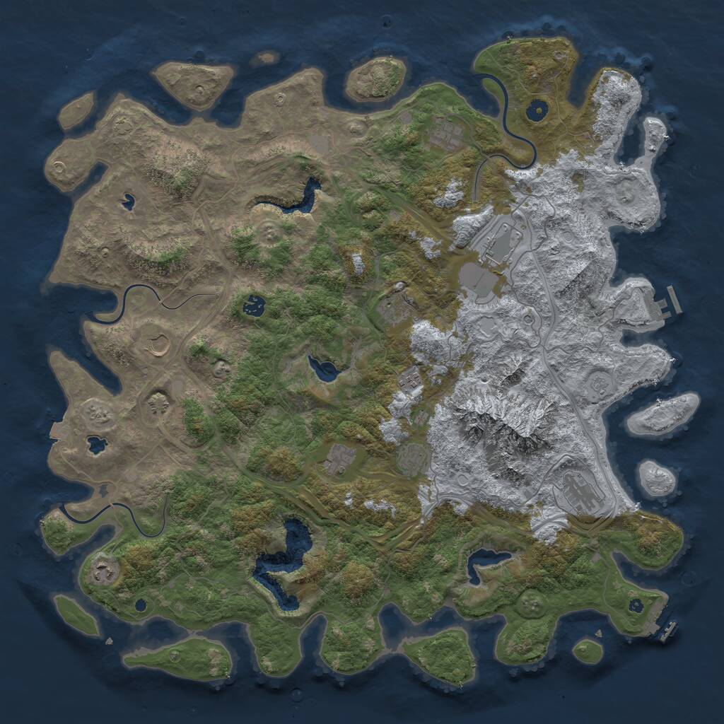 Rust Map: Procedural Map, Size: 5000, Seed: 27071, 16 Monuments