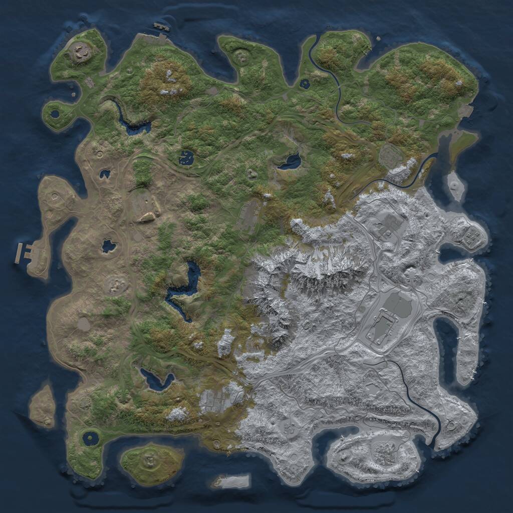 Rust Map: Procedural Map, Size: 5000, Seed: 2412, 16 Monuments