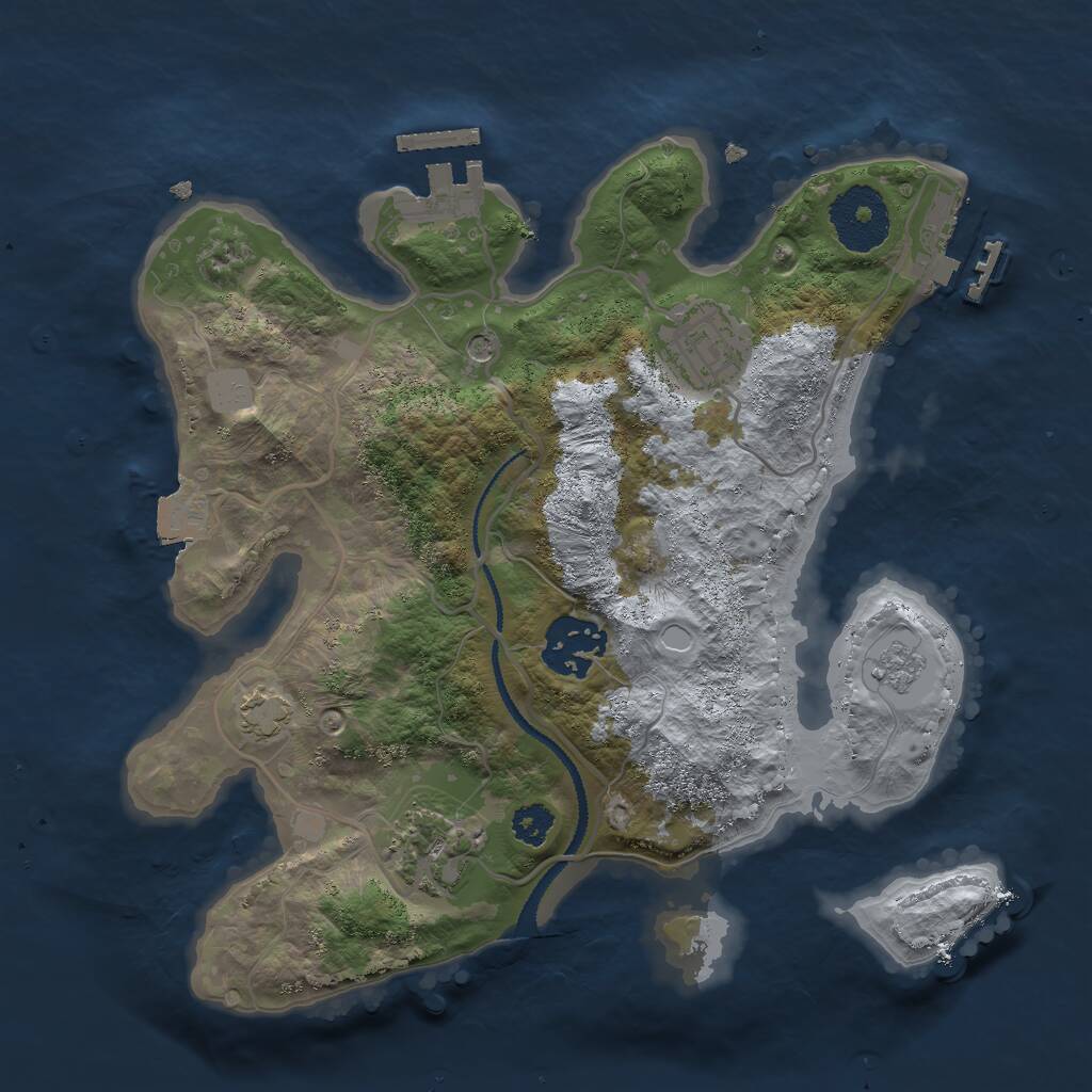 Rust Map: Procedural Map, Size: 2655, Seed: 252525, 9 Monuments